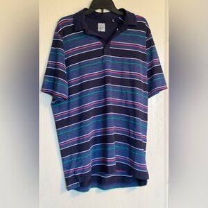 Callaway Opti-Dri Short Sleeve Stripe Golf Swing Tech Polo Shirt Blue Men Large